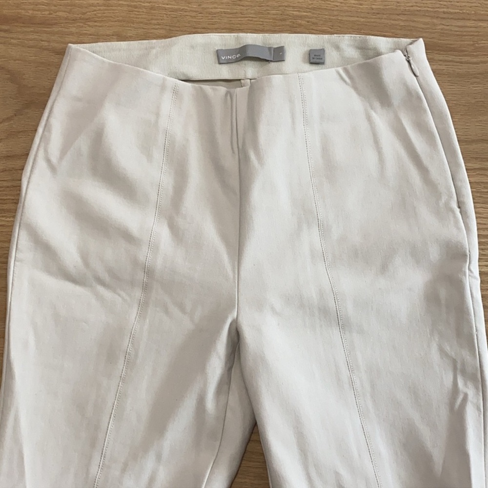 Vince stitch front seam ponte legging pants split hem Gesso light grey Medium - Picture 6 of 16